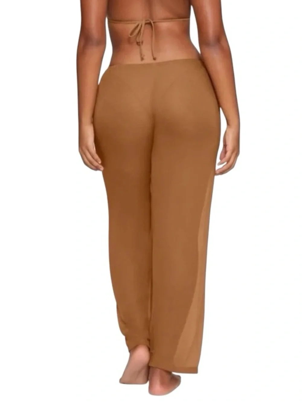 Skims Silk Crinkle Chiffon Cover-Up Pant in Almond